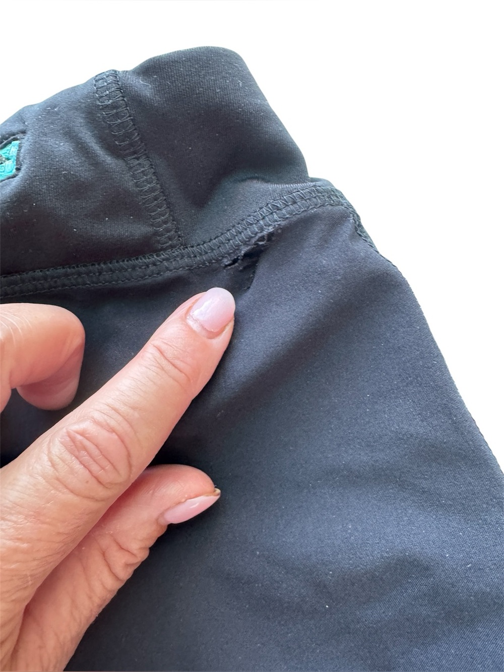 Athleta Girl Record Breaker 3" Running Shorts in Black with Aqua Zip Pocket - Picture 15 of 16